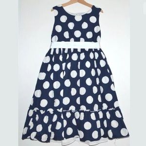 Navy Blue & White Polka Dot Dress 100% Cotton 10
